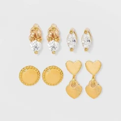 Top 10 🔥 Sterling Silver Cubic Zirconia Stud Heart Stud Earring Set 4pc - A New Day™ Gold 🎁 5 Top 10 🔥 Sterling Silver Cubic Zirconia Stud Heart Stud Earring Set 4pc - A New Day™ Gold 🎁 -Outlet New Day Wear Store unnamed file 1010