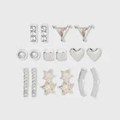 Hot Sale ⭐ Crystal Star and Heart Stud Earring Set 8pc - A New Day™ Silver ⭐ 5 Hot Sale ⭐ Crystal Star and Heart Stud Earring Set 8pc - A New Day™ Silver ⭐ -Outlet New Day Wear Store unnamed file 1012