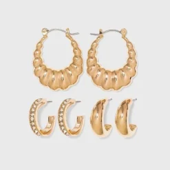 Deals ⌛ Multi-Texture Hoop Earring Trio Set - A New Day™ Gold 🌟 5 Deals ⌛ Multi-Texture Hoop Earring Trio Set - A New Day™ Gold 🌟 -Outlet New Day Wear Store unnamed file 1023