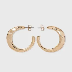 Best Sale ❤️ Shiny Flat 💯 Hammered Hoop Earrings - A New Day™ Gold ⭐ -Outlet New Day Wear Store unnamed file 1027