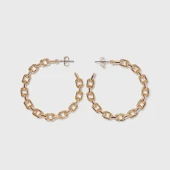 Promo 😀 Gold Frozen Chain Hoop Earrings - A New Day™ Gold 👏 -Outlet New Day Wear Store unnamed file 1032