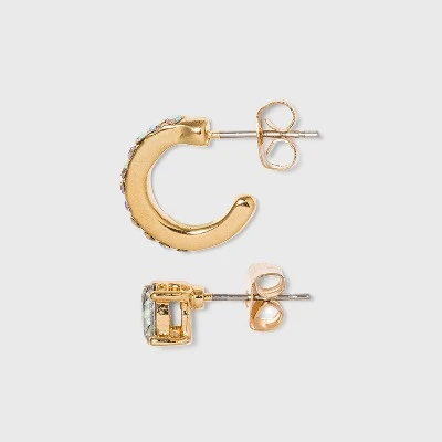 Brand new ⭐ Crystal Mini Cuffs Hoops and Stud Earring Set 8pc - A New Day™ Gold 👍 3 Brand new ⭐ Crystal Mini Cuffs Hoops and Stud Earring Set 8pc - A New Day™ Gold 👍