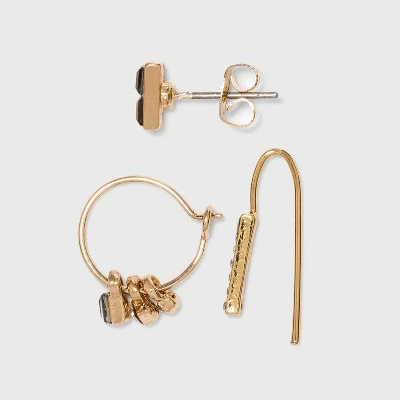 Deals ✨ Hoop and Threader Stud Earring Set 3pc - A New Day™ Gold 😀 3 Deals ✨ Hoop and Threader Stud Earring Set 3pc - A New Day™ Gold 😀