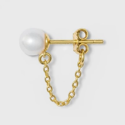 New 😀 Sterling Silver with Clear Cubic Zirconia, Glass and Pearl Post Stud Earring Set 3pc - A New Day™ Gold 👍 3 New 😀 Sterling Silver with Clear Cubic Zirconia, Glass and Pearl Post Stud Earring Set 3pc - A New Day™ Gold 👍