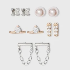Best Pirce 🔥 Sterling Silver Two-Tone Rose Gold with Cubic Zirconia and Pink Pearl Stud Earring Set - A New Day™ 🔥 -Outlet New Day Wear Store unnamed file 1051