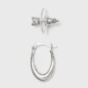 Discount ⌛ Sterling Silver Cubic Zirconia Oval Tapered Hoop Earring Set 2pc - A New Day™ Silver ⌛ -Outlet New Day Wear Store unnamed file 1056