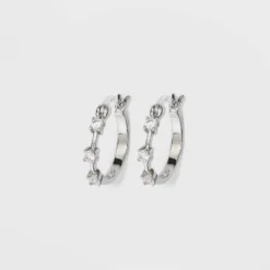 Cheap 🤩 Sterling Silver Cubic Zirconia Click Top Hoop Earrings - A New Day™ Silver 🎉 -Outlet New Day Wear Store unnamed file 1061