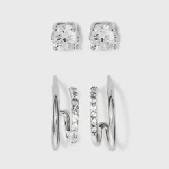 Best reviews of 🛒 Sterling Silver Cubic Zirconia Double Post Hoop Earring Set 2pc - A New Day™ Silver 🎁 -Outlet New Day Wear Store unnamed file 1065