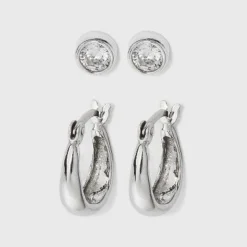 New ๐คฉ Sterling Silver Cubic Zirconia and Click Top Hoop Stud Earring Set 2pc - A New Day™ Silver ๐ 5 New ๐คฉ Sterling Silver Cubic Zirconia and Click Top Hoop Stud Earring Set 2pc - A New Day™ Silver ๐ -Outlet New Day Wear Store unnamed file 1071