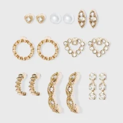 Buy ⭐ Crystal Glass Stud and Small Hoop Earring Set 8pc - A New Day™ Gold ✔️ -Outlet New Day Wear Store unnamed file 1077