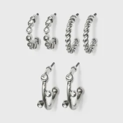 Coupon 👏 Metal Small Hoop Earring Set - A New Day™ Silver ⭐ -Outlet New Day Wear Store unnamed file 1079