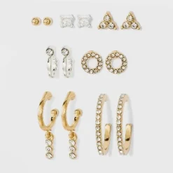 Deals ✔️ Pave Hoop and Charm Hoop Earring Set 8pc - A New Day™ 😍 -Outlet New Day Wear Store unnamed file 1093
