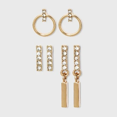 Wholesale π Small Hoop Linear Drop Bar Stud Earring Set 3pc - A New Day™ Gold βοΈ 4 Wholesale π Small Hoop Linear Drop Bar Stud Earring Set 3pc - A New Day™ Gold βοΈ - Image 2