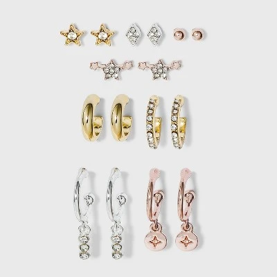 Deals โจ Ear Cuff and Star Charm Hoop Stud Earring Set 8pc - A New Day™ ๐ 4 Deals โจ Ear Cuff and Star Charm Hoop Stud Earring Set 8pc - A New Day™ ๐ - Image 2