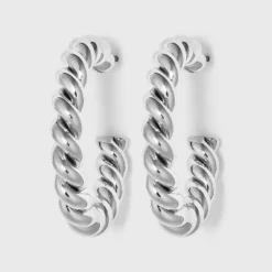 Coupon 🌟 Medium Textured Hoop Earrings - A New Day™ Silver ⭐ -Outlet New Day Wear Store unnamed file 1109