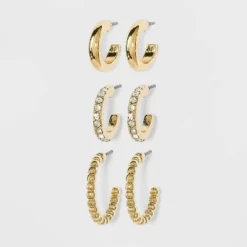 Top 10 🛒 Hoop Earring Set 3pc - A New Day™ Gold 👍 -Outlet New Day Wear Store unnamed file 1119