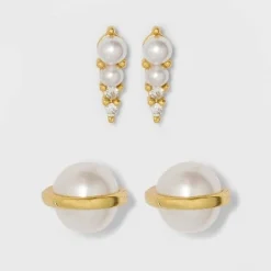 Brand new ⌛ Sterling Silver Freshwater Pearl Stud Earring Set 2pc - A New Day™ Gold ⭐ -Outlet New Day Wear Store unnamed file 1125