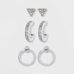 Cheapest 😉 Cubic Zirconia Triangle Stud and Huggie Earring Set - A New Day™ Silver 🎁 -Outlet New Day Wear Store unnamed file 1157