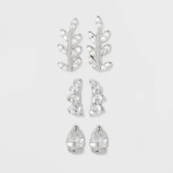 Budget βοΈ Sterling Silver Cubic Zirconia Leaf, Crawler and Teardrop Stud Earring Set 3pc - A New Day™ Silver π 5 Budget βοΈ Sterling Silver Cubic Zirconia Leaf, Crawler and Teardrop Stud Earring Set 3pc - A New Day™ Silver π -Outlet New Day Wear Store unnamed file 1161