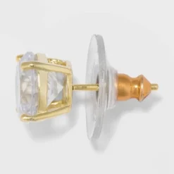 Best deal ✔️ Gold Over Sterling Silver Round Cubic Zirconia Stud Fine Jewelry Earring Set 2pc - A New Day™ Gold/Clear 🌟