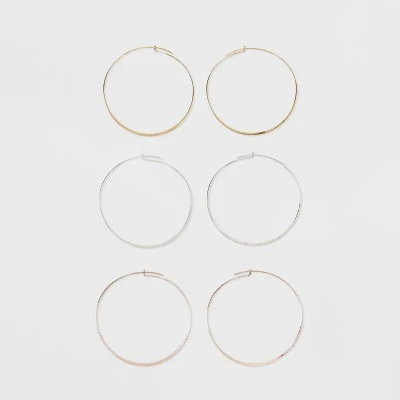 New โ๏ธ Thin Hoops Earring Set 3ct - A New Day™ ๐ฅ 4 New โ๏ธ Thin Hoops Earring Set 3ct - A New Day™ ๐ฅ - Image 2