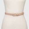 Brand new 🛒 Women's 2 Fer with Lacing Buckle Belt - A New Day™ Moon Rock Green/Melon Ice ⌛ -Outlet New Day Wear Store unnamed file 133