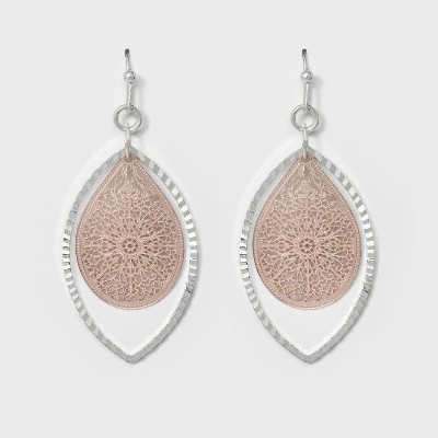 Best deal 🧨 Leaf and Open Oval Drop Earrings - A New Day™ Silver/Rose Gold ⭐ 5 Best deal 🧨 Leaf and Open Oval Drop Earrings - A New Day™ Silver/Rose Gold ⭐ - Image 3