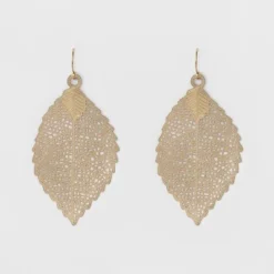 Outlet ⌛ Women's Leaf Drop Earring - A New Day™ Gold 👍 -Outlet New Day Wear Store unnamed file 1385