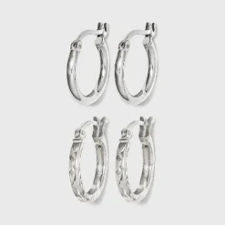 Promo ❤️ Women's Sterling Silver Tube and Square Cut Hoop Earring Set 2pc - A New Day™ Silver ✨ 5 Promo ❤️ Women's Sterling Silver Tube and Square Cut Hoop Earring Set 2pc - A New Day™ Silver ✨ -Outlet New Day Wear Store unnamed file 1410