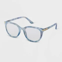 Wholesale ⌛ Women's Marble Print Cateye Blue Light Filtering Reading Glasses - A New Day™ Blue 🌟