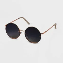 Discount 😍 Women's Oversized Metal Round Sunglasses - A New Day™ Gold 🎁