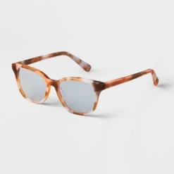 New 🧨 Women's Tortoise Print Square Blue Light Filtering Acetate Reading Glasses - A New Day™ Pink 😍