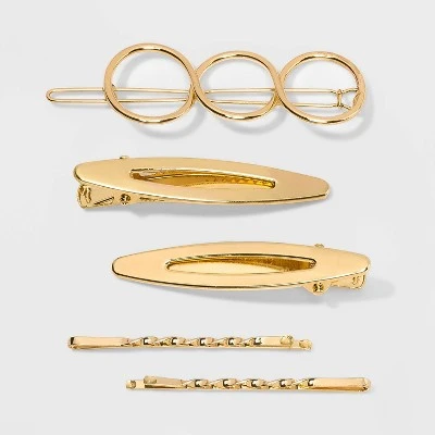 Discount 🔥 Metal Assorted Hair Clip Set 5pc - A New Day™ Gold ⭐ 4 Discount 🔥 Metal Assorted Hair Clip Set 5pc - A New Day™ Gold ⭐ - Image 2