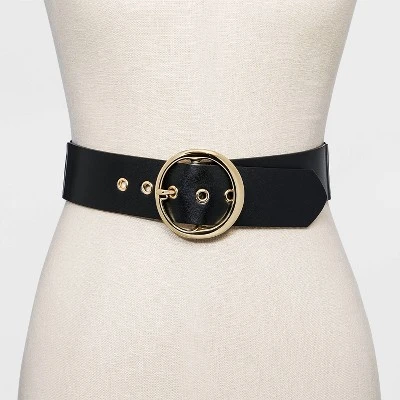 Promo ✔️ Women's Round Buckle Belt - A New Day™ Black 🔥 3 Promo ✔️ Women's Round Buckle Belt - A New Day™ Black 🔥