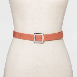 Discount ⌛ Women's Chunky Center Bar Belt - A New Day™ Apricot Orange 🧨