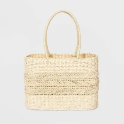 Flash Sale 🛒 Straw Tote Handbag - A New Day™ Light Beige 🎁 -Outlet New Day Wear Store unnamed file 2065