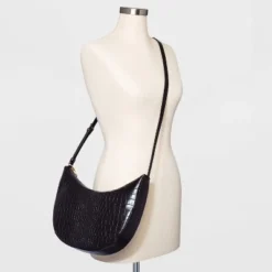 Buy 😉 Oval Shoulder Handbag - A New Day™ Black/alligator Print 🤩