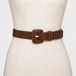 Cheap 😉 Women's Covered Buckle Belt with Flat Prong - A New Day™ Brown 🔥