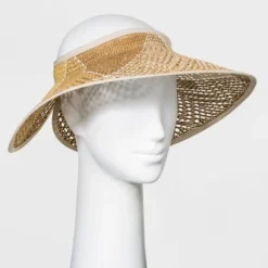 Outlet ⭐ Women's Wide Brim Straw Visor Hat - A New Day™ Black ⌛ -Outlet New Day Wear Store unnamed file 2267