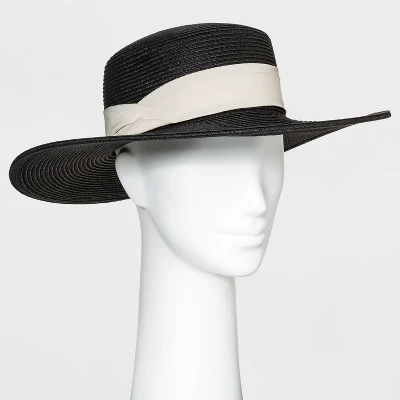 Outlet 👏 Women's Straw Boater Hat - A New Day™ Black 🤩 4 Outlet 👏 Women's Straw Boater Hat - A New Day™ Black 🤩 - Image 2