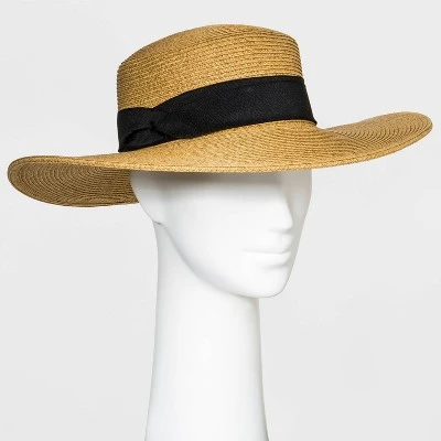 Outlet 👏 Women's Straw Boater Hat - A New Day™ Black 🤩 6 Outlet 👏 Women's Straw Boater Hat - A New Day™ Black 🤩 - Image 4
