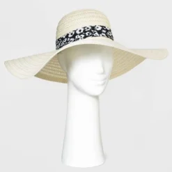 Promo ❤️ Women's Wide Brim Straw Hat - A New Day™ Off White 😀