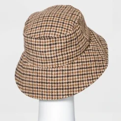 Outlet ⌛ Women's Plaid Felt Bucket Hat - A New Day™ Brown ⭐