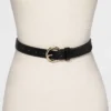Coupon 😀 Women's Round Buckle Belt - A New Day™ Black 😀