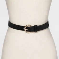 Coupon 😀 Women's Round Buckle Belt - A New Day™ Black 😀