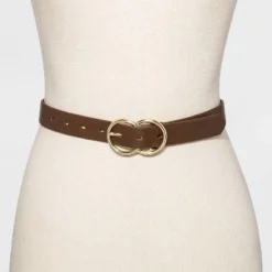 Best Pirce 💯 Women's Double Buckle Belt - A New Day™ Brown 👏