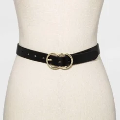 Flash Sale 👏 Women's Double Buckle Belt - A New Day™ Black 🔥