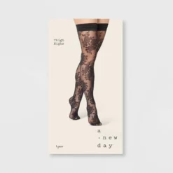 Flash Sale ✔️ Women's Sheer Rose Thigh Highs - A New Day™ Black ❤️