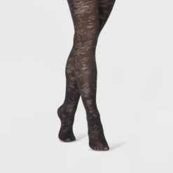 Discount 🎉 Women's Airy Floral Tights - A New Day™ Black 🧨 -Outlet New Day Wear Store unnamed file 2643