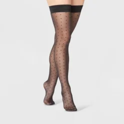 Cheap 💯 Women's Sheer Square Dot Thigh Highs - A New Day™ Black ⭐ -Outlet New Day Wear Store unnamed file 2650